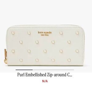 Kate Spade White Pearl-Studded Wallet